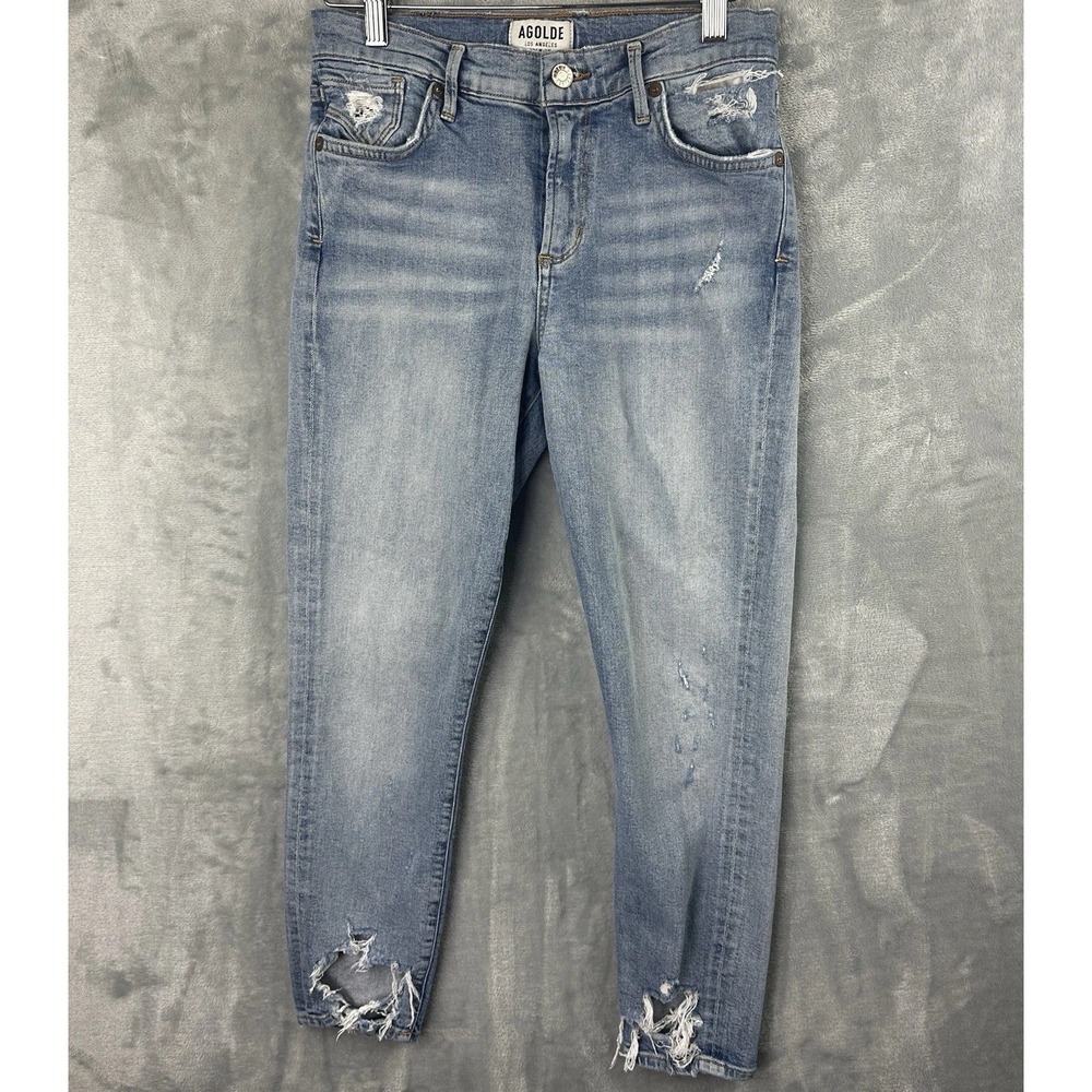 Agolde Jeansโ Womens 26 Blue Denim Loose Fit Distressed (27x24)